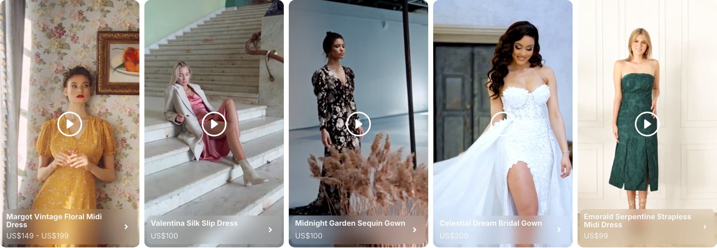 Storista carousel widget showing shoppable product videos on a live Shopify store